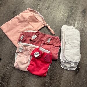 Pink cloth diaper bundle lot bum genius pocket diaper